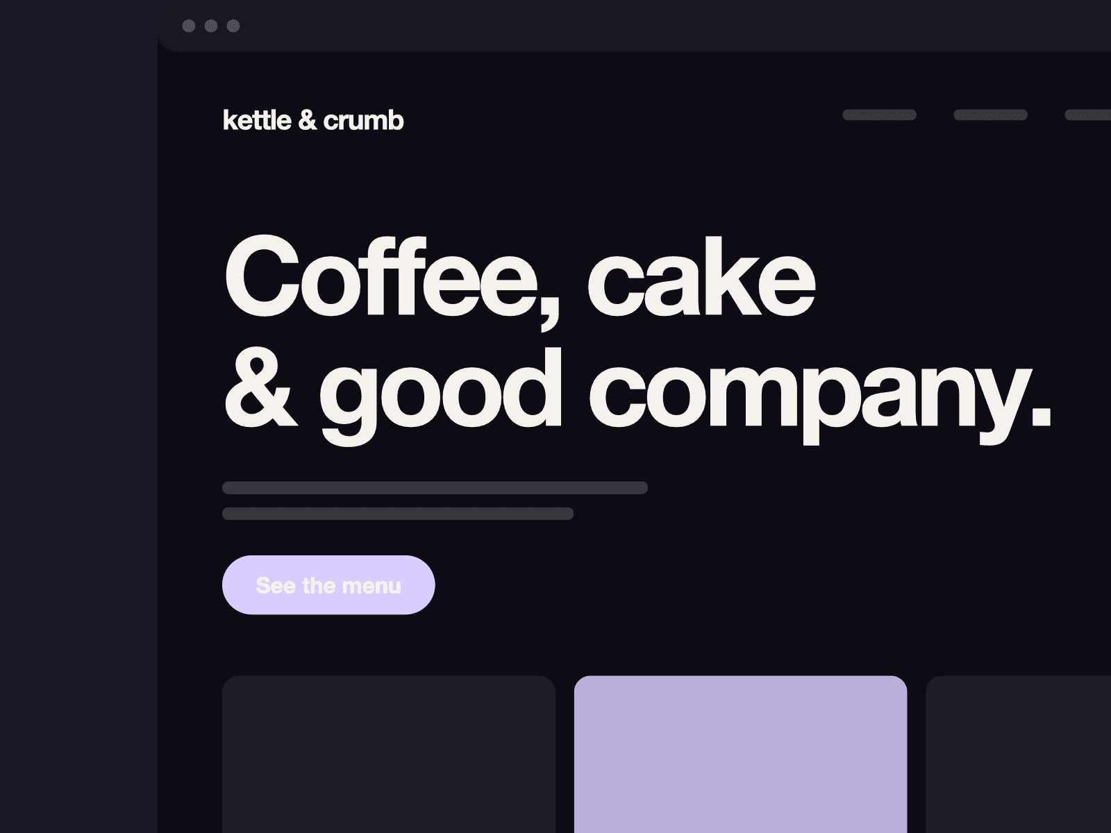 Placeholder preview of a café website